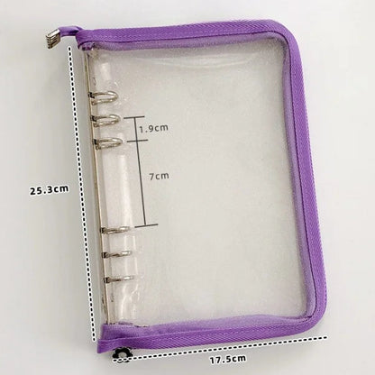 Korean Style Edge Zipper Sparkling Loose Leaf Binder