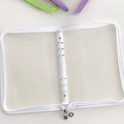 Korean Style Edge Zipper Sparkling Loose Leaf Binder