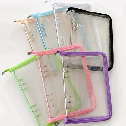 Korean Style Edge Zipper Sparkling Loose Leaf Binder