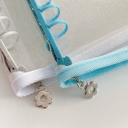 Korean Style Edge Zipper Sparkling Loose Leaf Binder