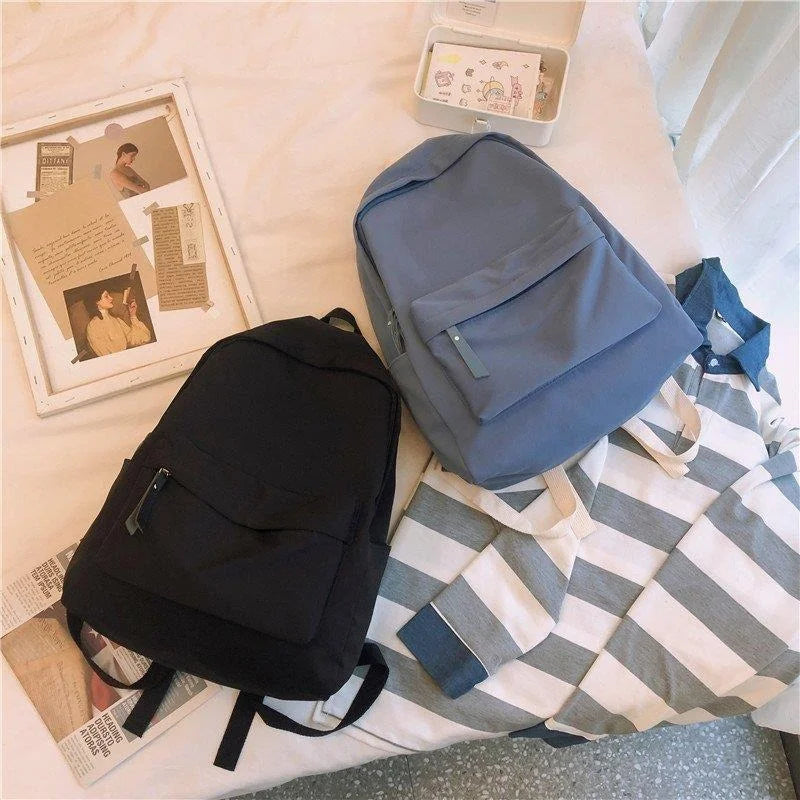 Korean Version Solid Color Casual Backpack Bags - Minor Fault