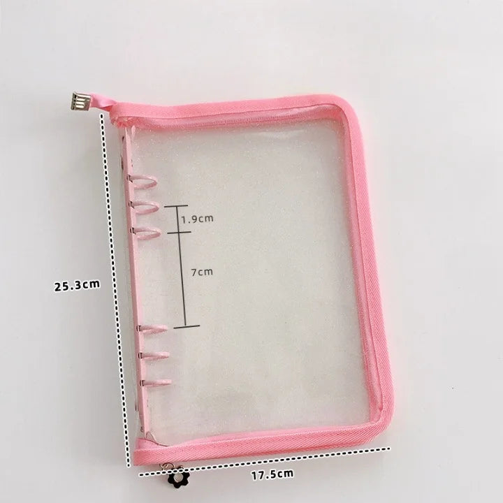 Korean Style Edge Zipper Sparkling Loose Leaf Binder