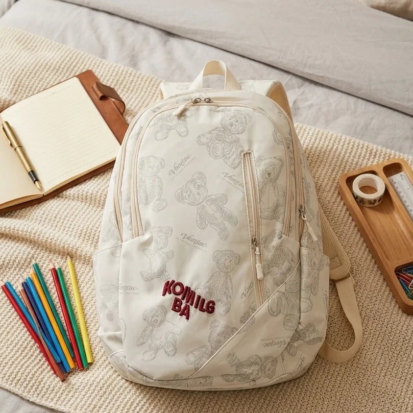Korean Style Teddy Bear Print Backpack
