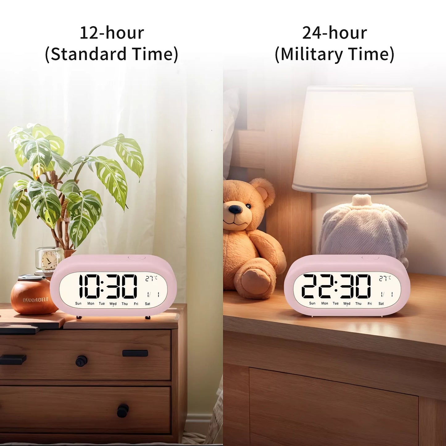LED Digital Alarm Clock with Temperature Display