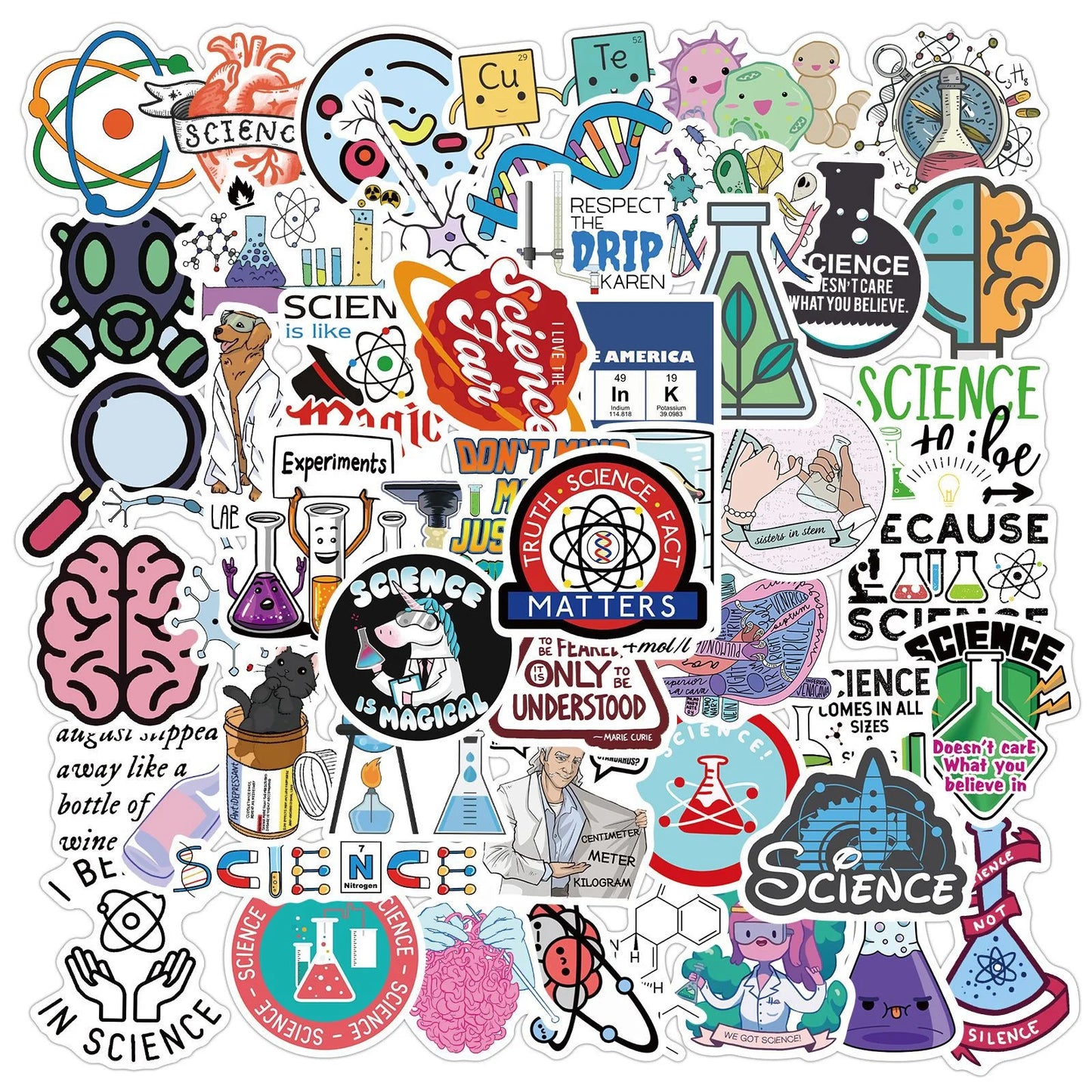Laboratory Physics Chemistry Stickers - Set of 50