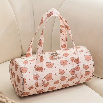 Large Capacity Round Cylinder Makeup and Travel Accessories Bags
