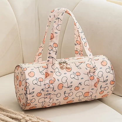 Large Capacity Round Cylinder Makeup and Travel Accessories Bags