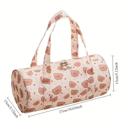 Large Capacity Round Cylinder Makeup and Travel Accessories Bags