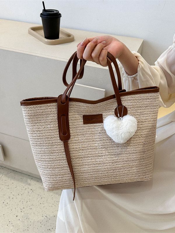 Large Capacity Straw Woven Tote And Hand Bag