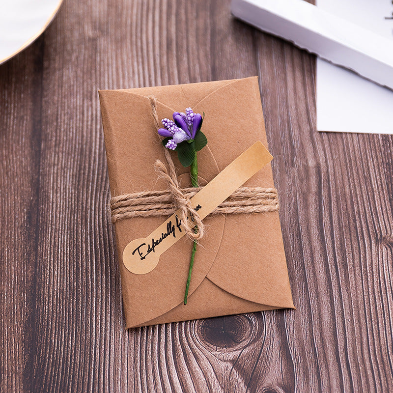 Vintage Kraft Paper Dried Flower Greeting Card