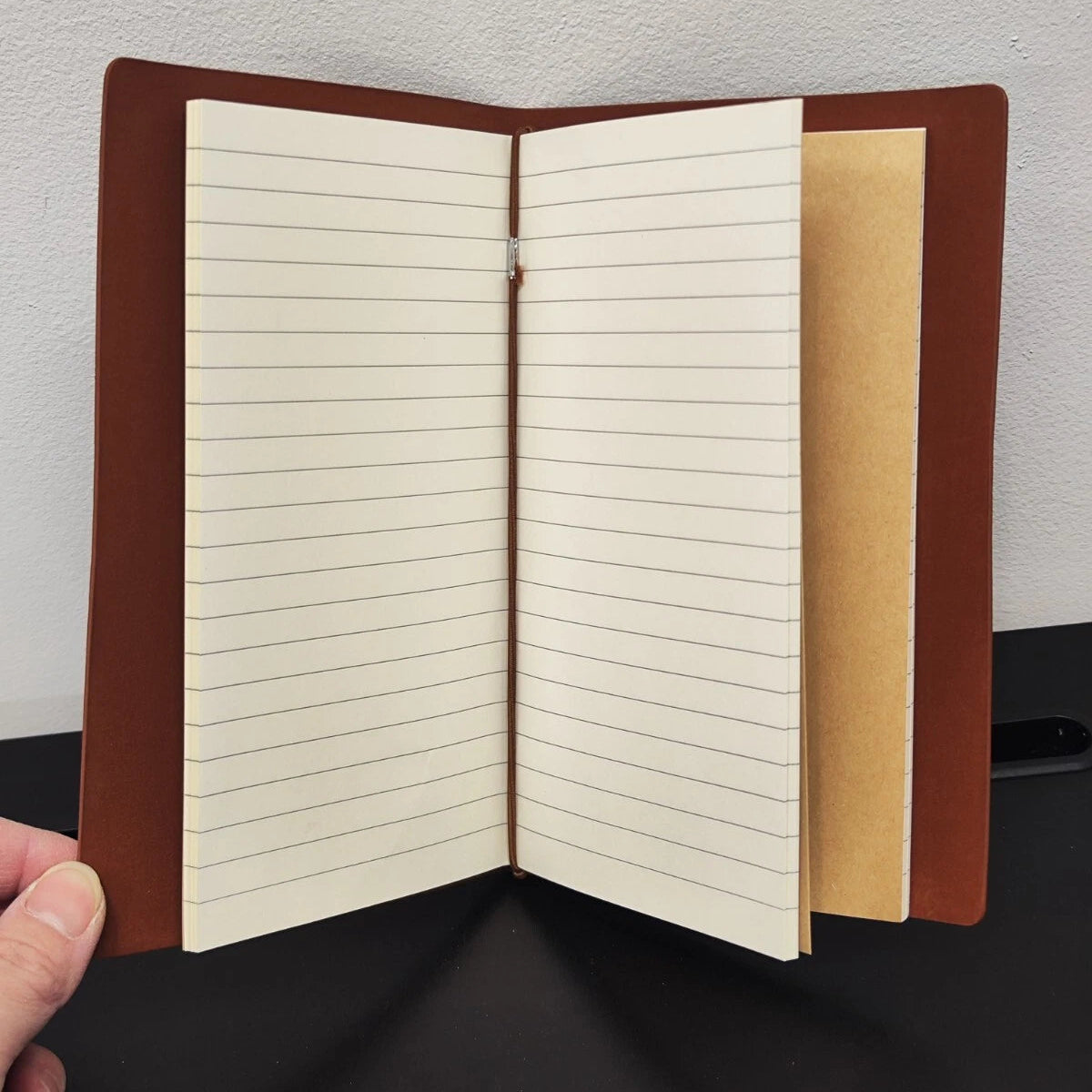 Vintage Leather Refillable Notebook with Card Sleeves & Zip Pocket