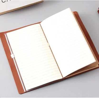 Vintage Leather Refillable Notebook with Card Sleeves & Zip Pocket