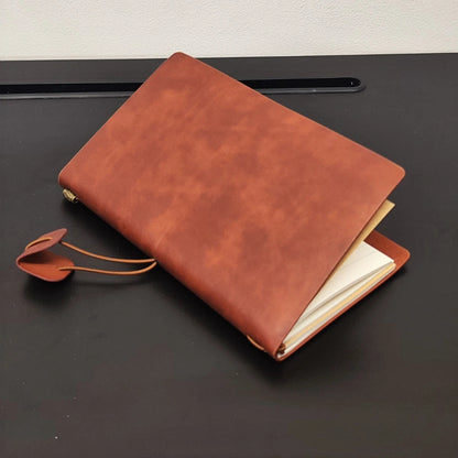 Vintage Leather Refillable Notebook with Card Sleeves & Zip Pocket