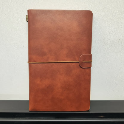 Vintage Leather Refillable Notebook with Card Sleeves & Zip Pocket