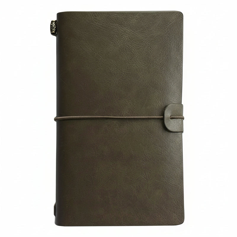 Vintage Leather Refillable Notebook with Card Sleeves & Zip Pocket