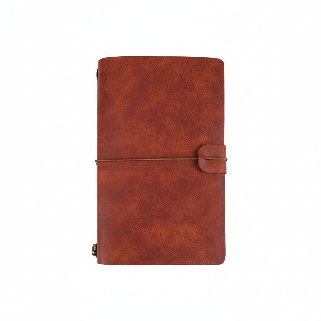 Vintage Leather Refillable Notebook with Card Sleeves & Zip Pocket