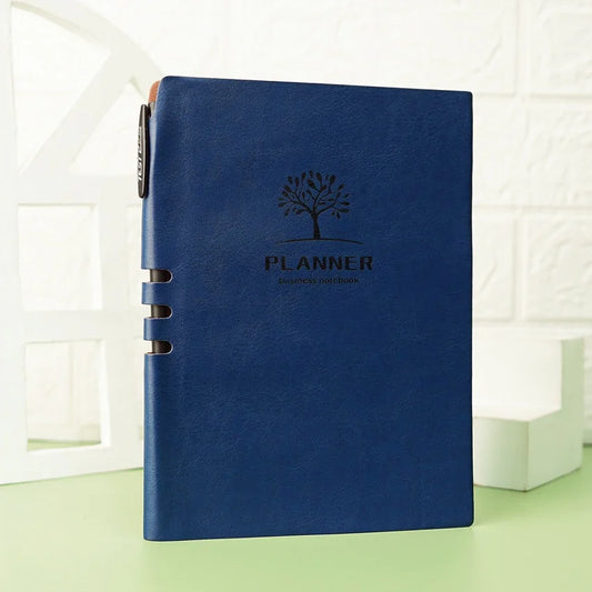 Leather Cover Planner Embossed Diary with Gel Pen