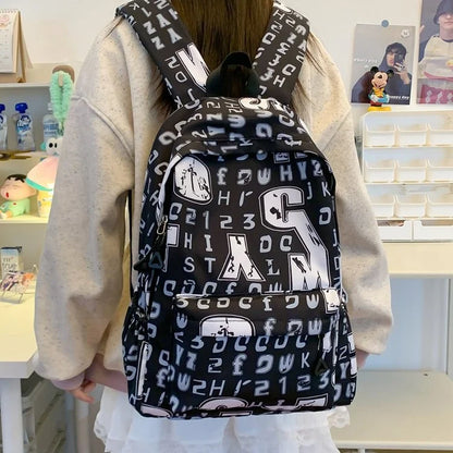 Gothic Letter Print Canvas Bag
