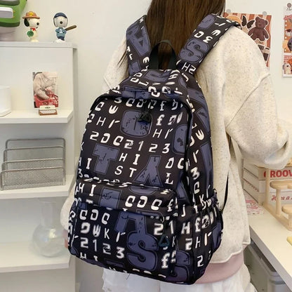 Gothic Letter Print Canvas Bag