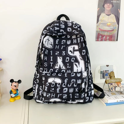 Gothic Letter Print Canvas Bag