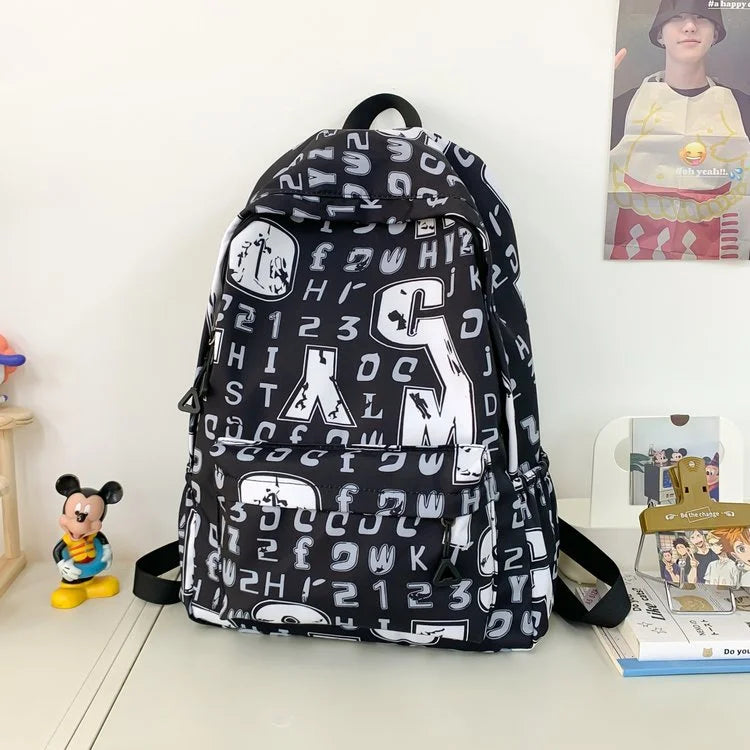 Gothic Letter Print Canvas Bag