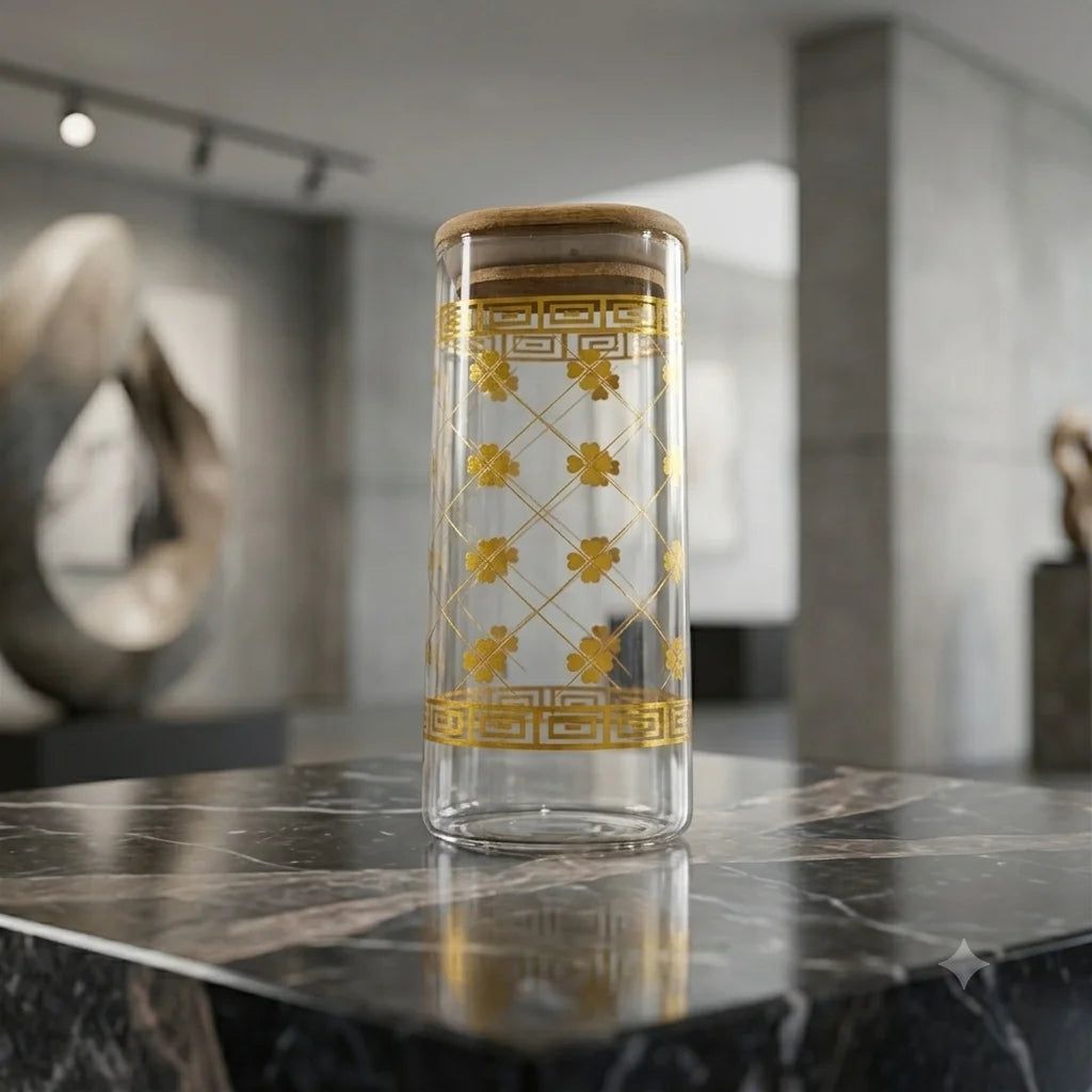 Luxury Gold Pattern Glass Coffee Mug