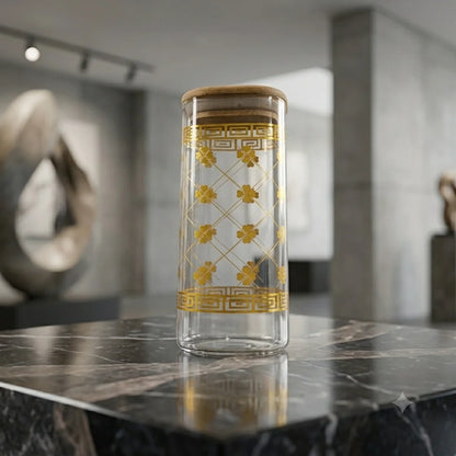 Luxury Gold Pattern Glass Coffee Mug