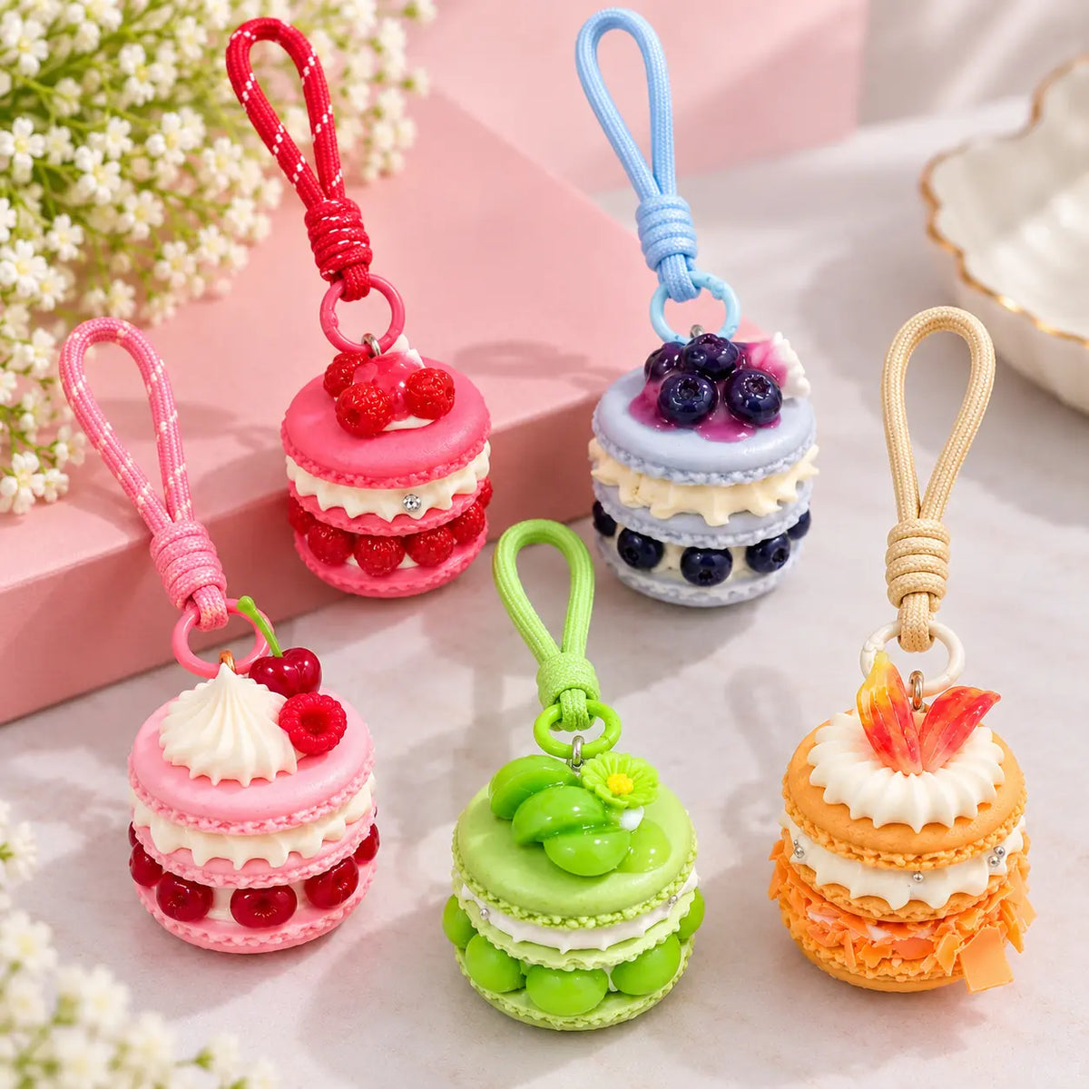 Macaron Dessert Charm Keychain