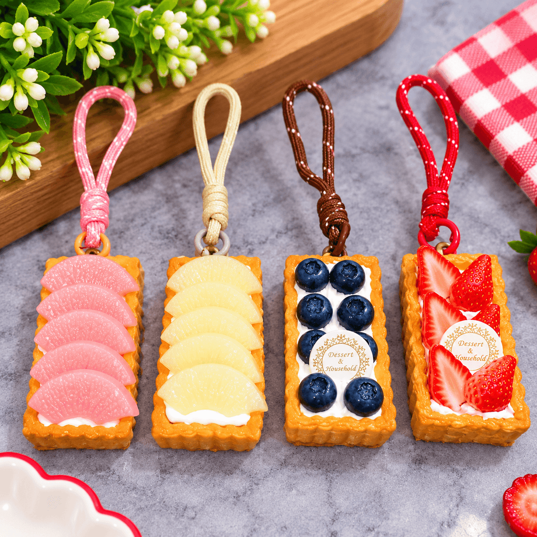 Mini Dessert Tart Keychains – Fruit Cake Series – thepaperworm