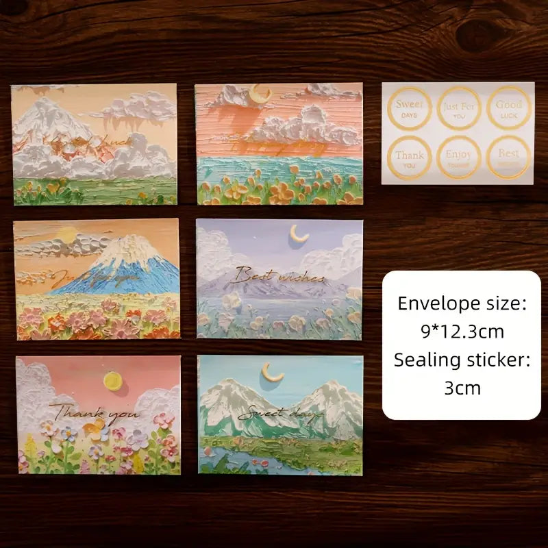 Mini Oil Painting Theme Foil Stamping Series Envelope Set