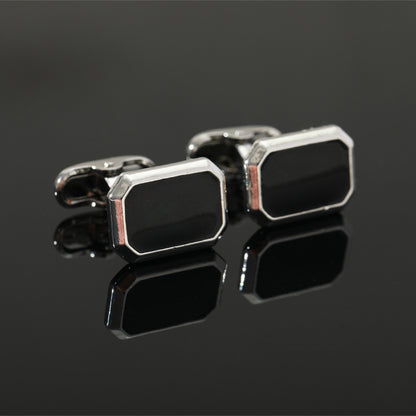Minimalist Black Rectangle Cufflinks