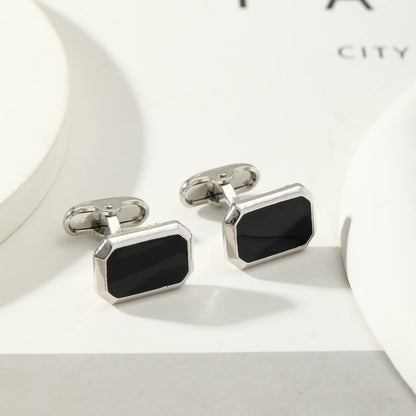 Minimalist Black Rectangle Cufflinks