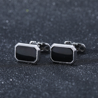 Minimalist Black Rectangle Cufflinks