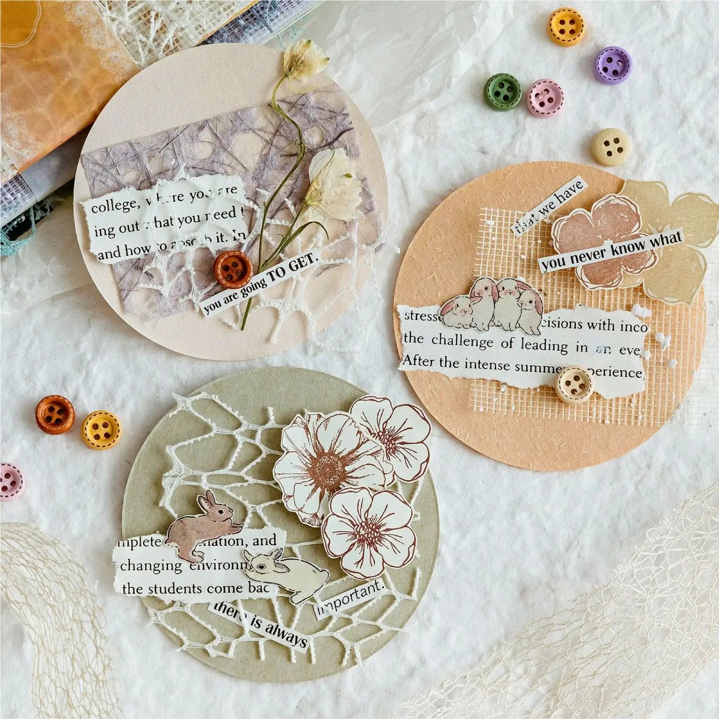 Mixed Material Material Paper Romantic Series Deco Sheets