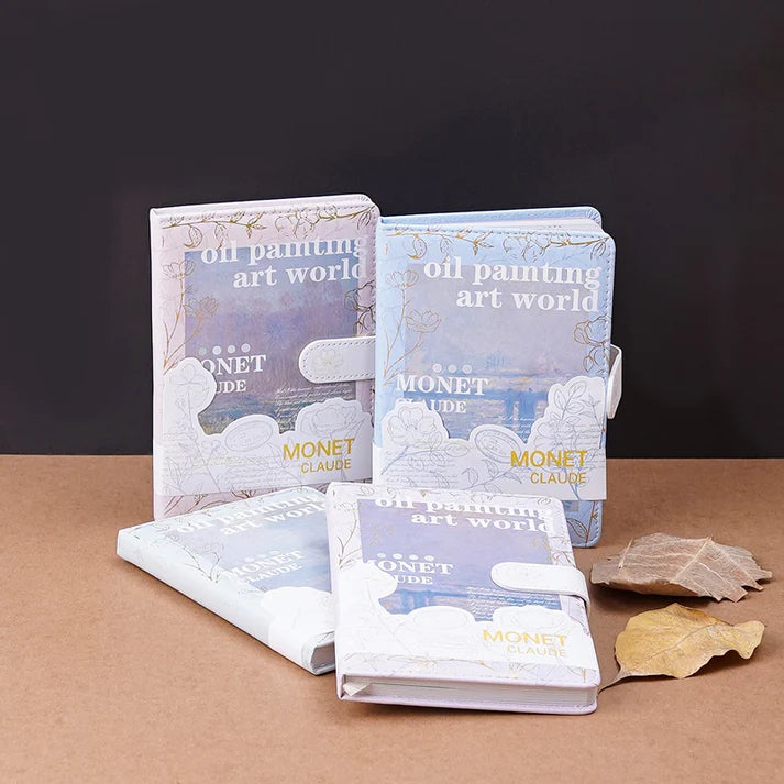 Monet Claude Leather Cover Magnetic Closure Notebook-Blue