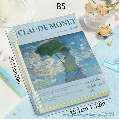 Notebook with Claude Monet design on a light blue background