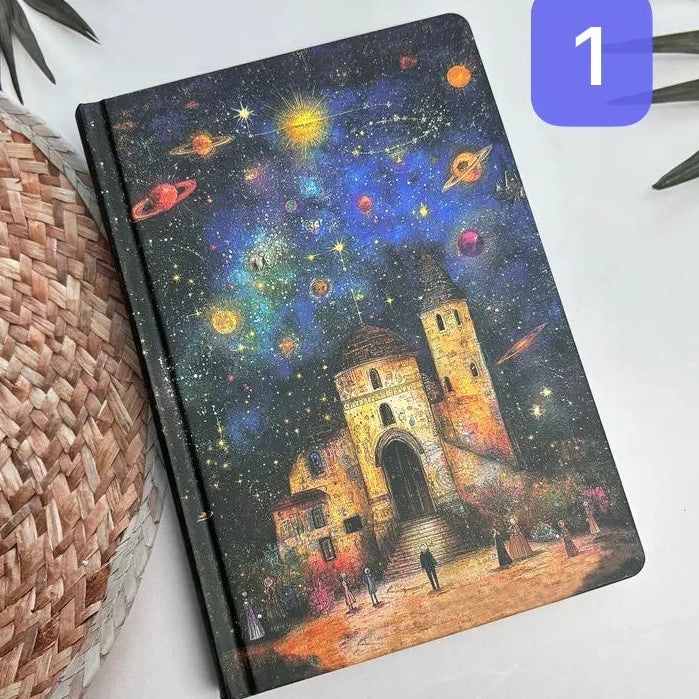 Moon & Stars Art Hardcover Notebook