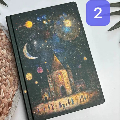 Moon & Stars Art Hardcover Notebook