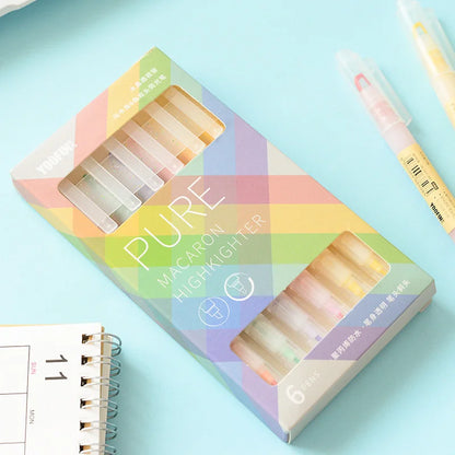 Morandi Color Hollow Nib Double Head Set Highlighter
