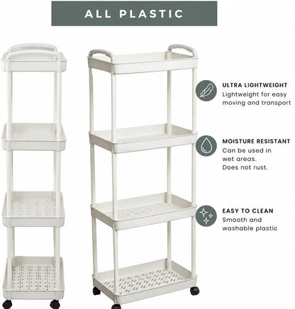 Multi Purpose 4 Tier Organizer Cart with Wheels