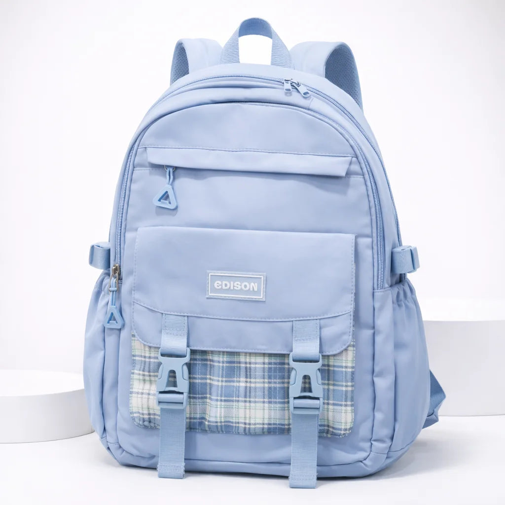 Multiple Compartments Checked Buckle Bag – thepaperworm