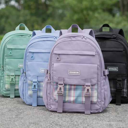 Multiple Compartments Checked Buckle Bag