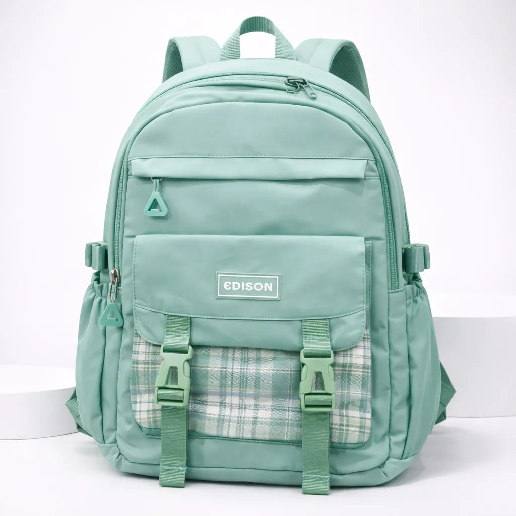 Multiple Compartments Checked Buckle Bag