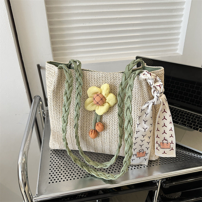 Pu Straw Large Capacity Shoulder & Tote Bag