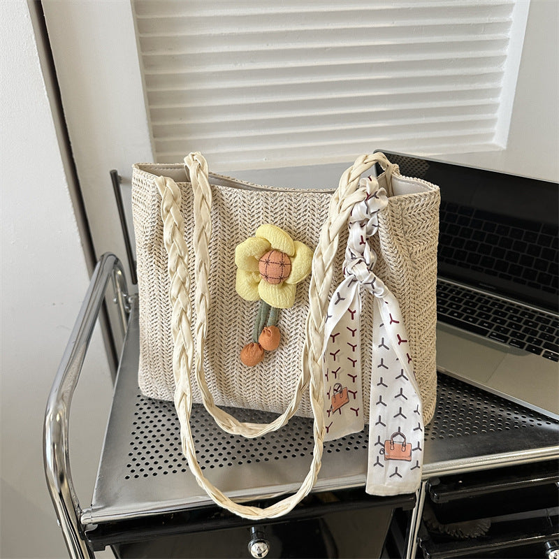 Pu Straw Large Capacity Shoulder & Tote Bag