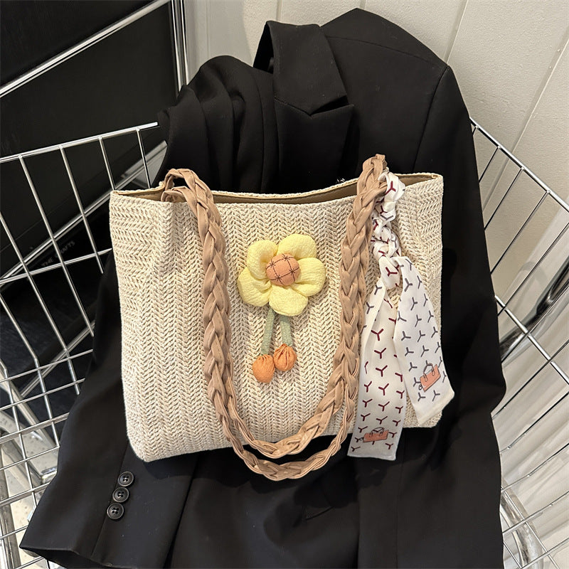 Pu Straw Large Capacity Shoulder & Tote Bag