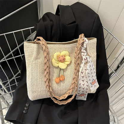 Pu Straw Large Capacity Shoulder & Tote Bag