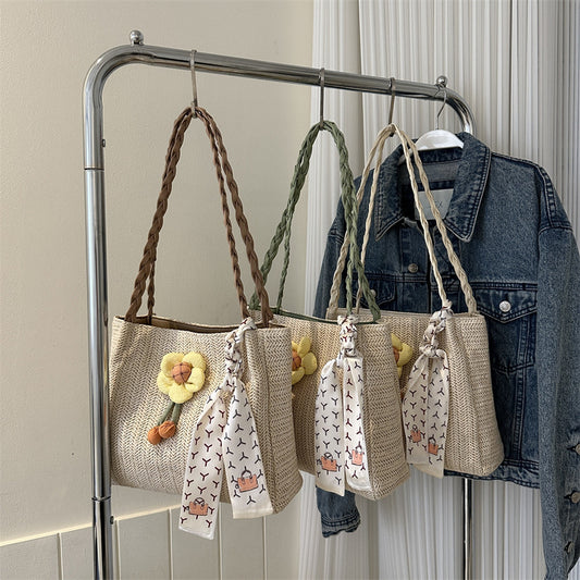 Pu Straw Large Capacity Shoulder & Tote Bag
