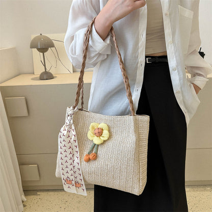Pu Straw Large Capacity Shoulder & Tote Bag