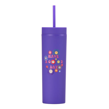 New Printed Plastic Cup with Straw